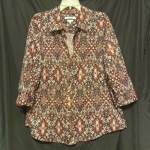 Wrinkle-free Button front Foxcroft Top, 18W